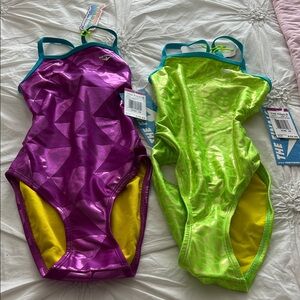 The Finals Kids Swim One Piece - Purple and Green